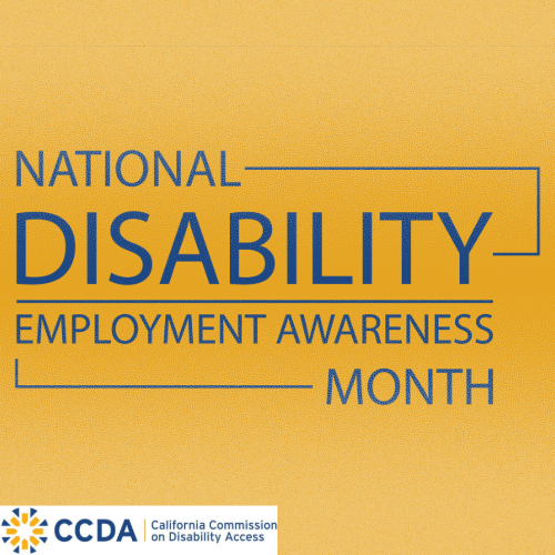 National Disability Awareness Month with the CCDA logo on the bottom left side